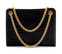 A Gucci Black Crocodile Handbag, 9.5" x 7.5" x 2.5"; Strap drop: 5.5".