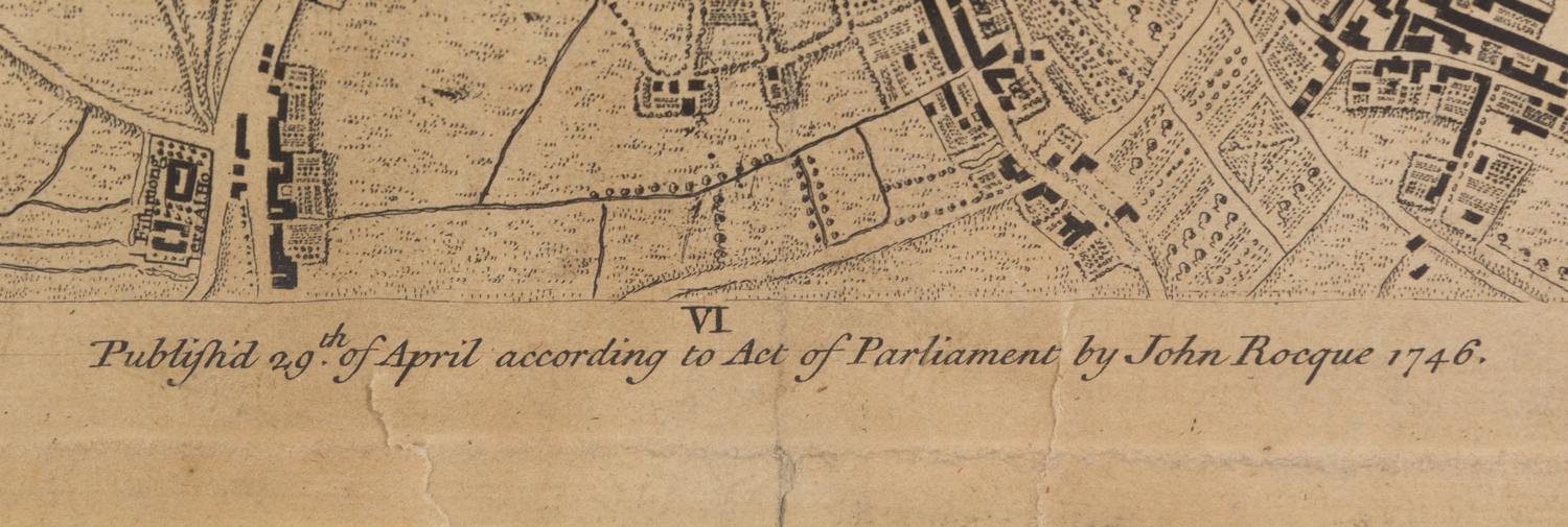 ROCQUE, John (circa 1709-1762) and Richard PARR. A single sheet from An Exact Survey of the City's of London Westminster ye Borough of Southwark . London, 29 April 1746.