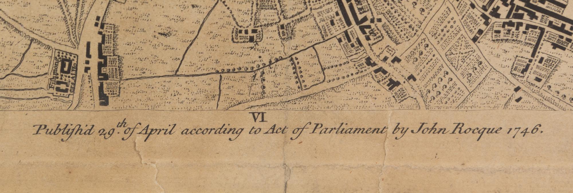 ROCQUE, John (circa 1709-1762) and Richard PARR. A single sheet from An Exact Survey of the City's of London Westminster ye Borough of Southwark . London, 29 April 1746.