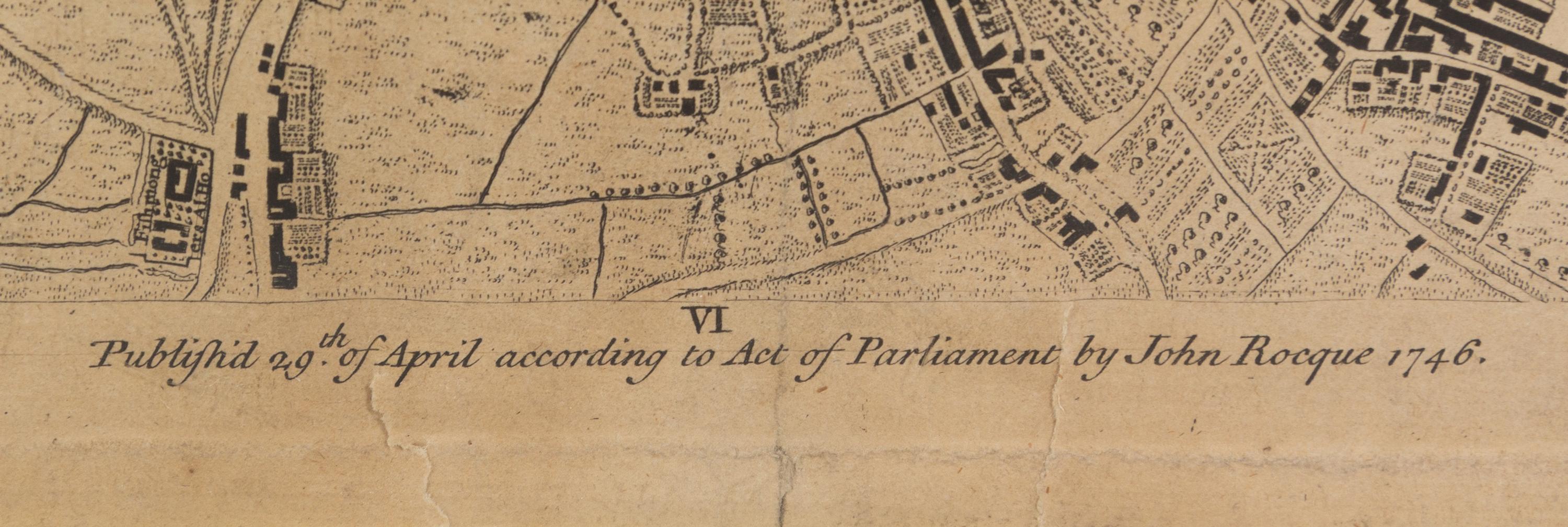 ROCQUE, John (circa 1709-1762) and Richard PARR. A single sheet from An Exact Survey of the City's of London Westminster ye Borough of Southwark . London, 29 April 1746.