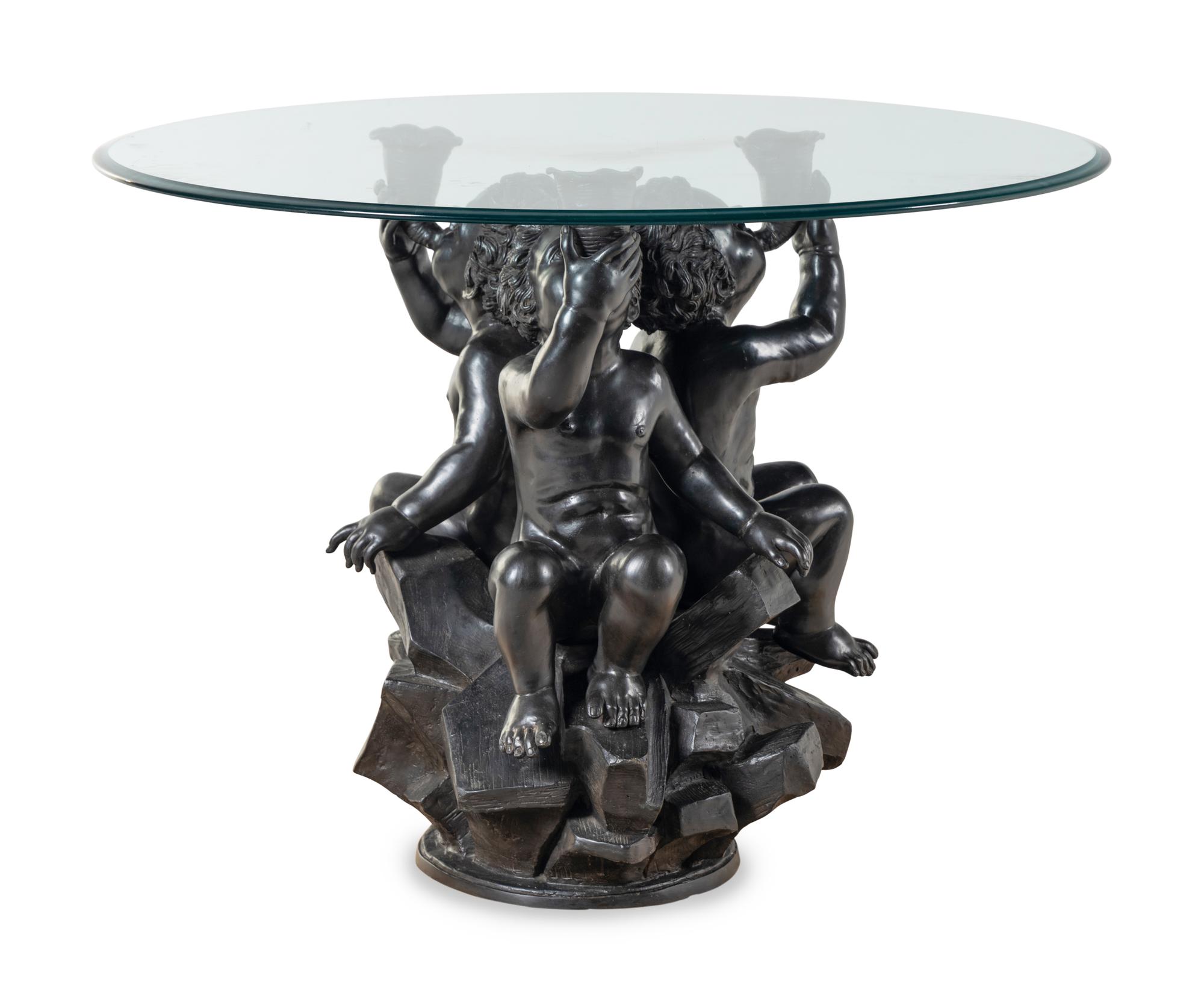 A Continental Patinated Cast Metal Center Table