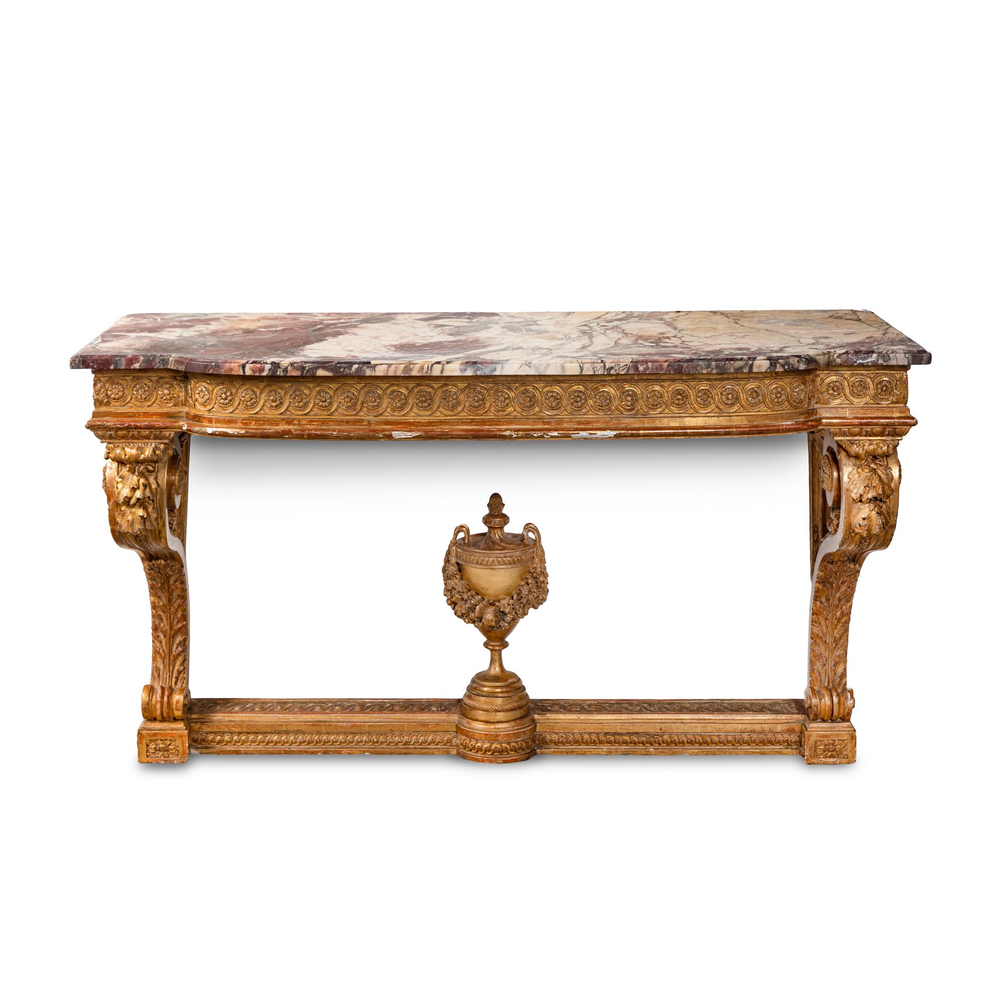 A Louis XVI Giltwood Marble-Top Console Table