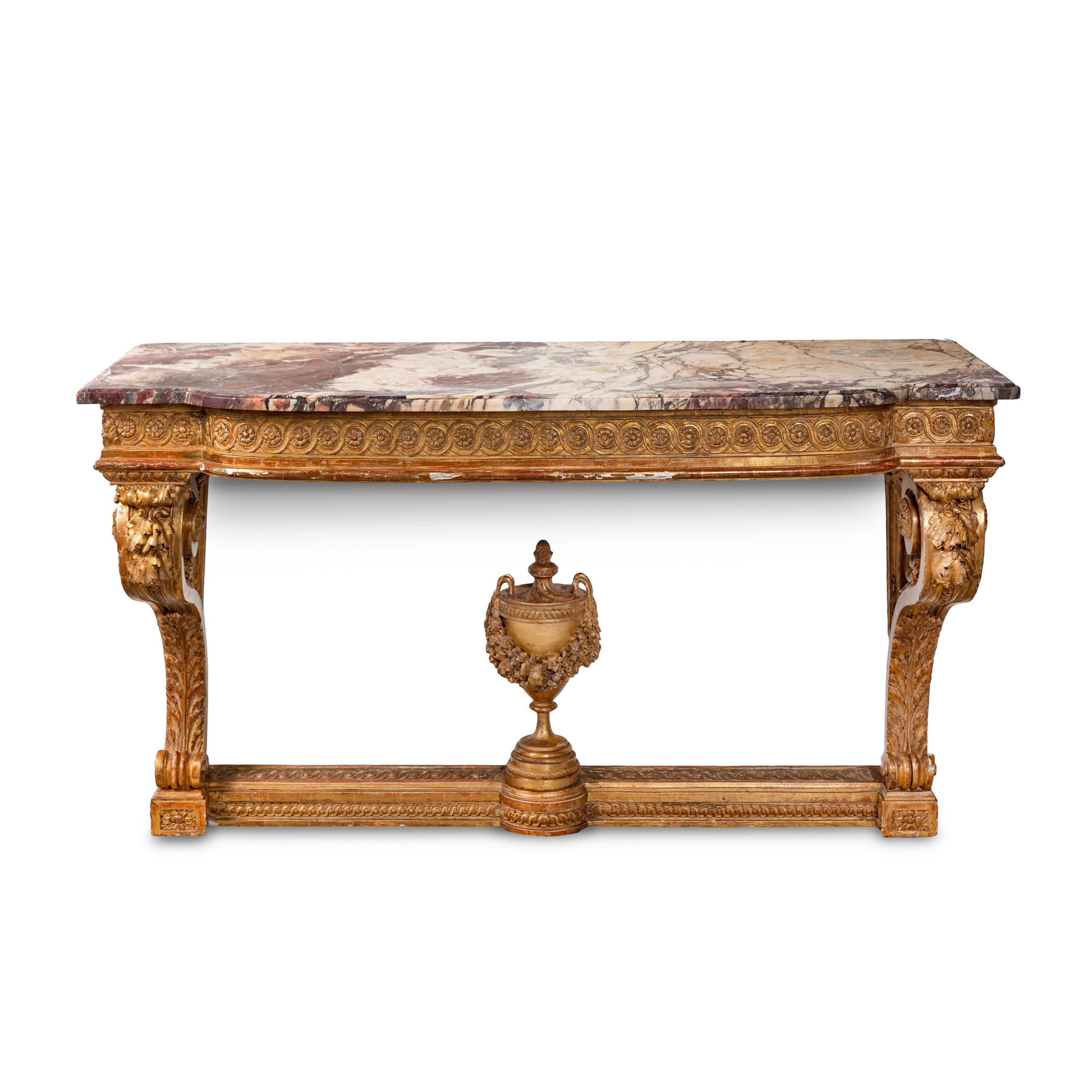 A Louis XVI Giltwood Marble-Top Console Table