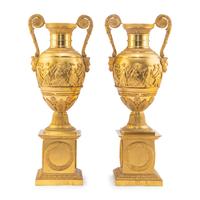 A Pair of French Gilt Bronze Urns