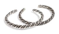 Two Silver Twisted Guard Bracelets Length 5 1/8 x opening 1 inches