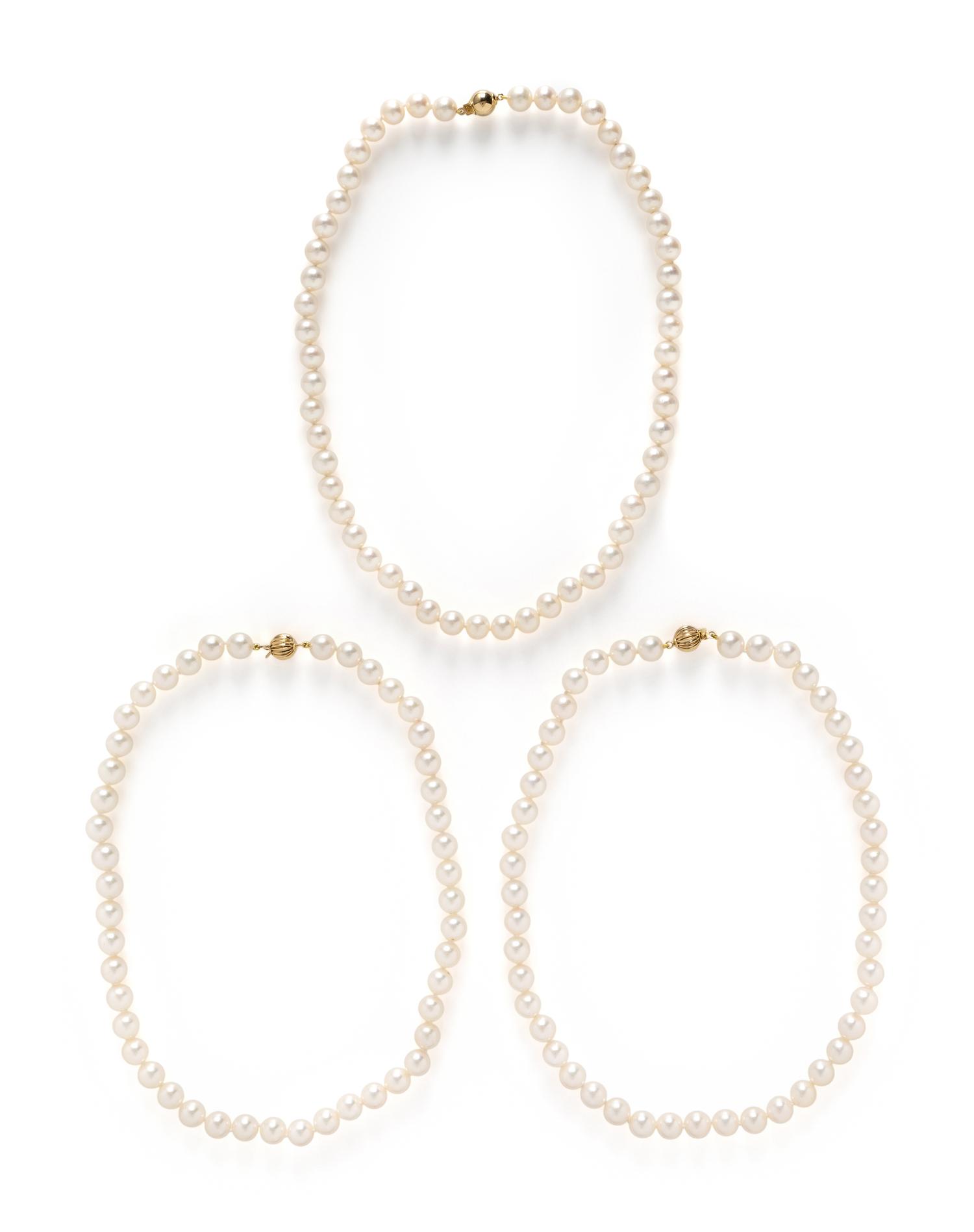 THREE CULTURED PEARL NECKLACES