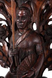 A Pair of Carved Oak Figural Wall Brackets