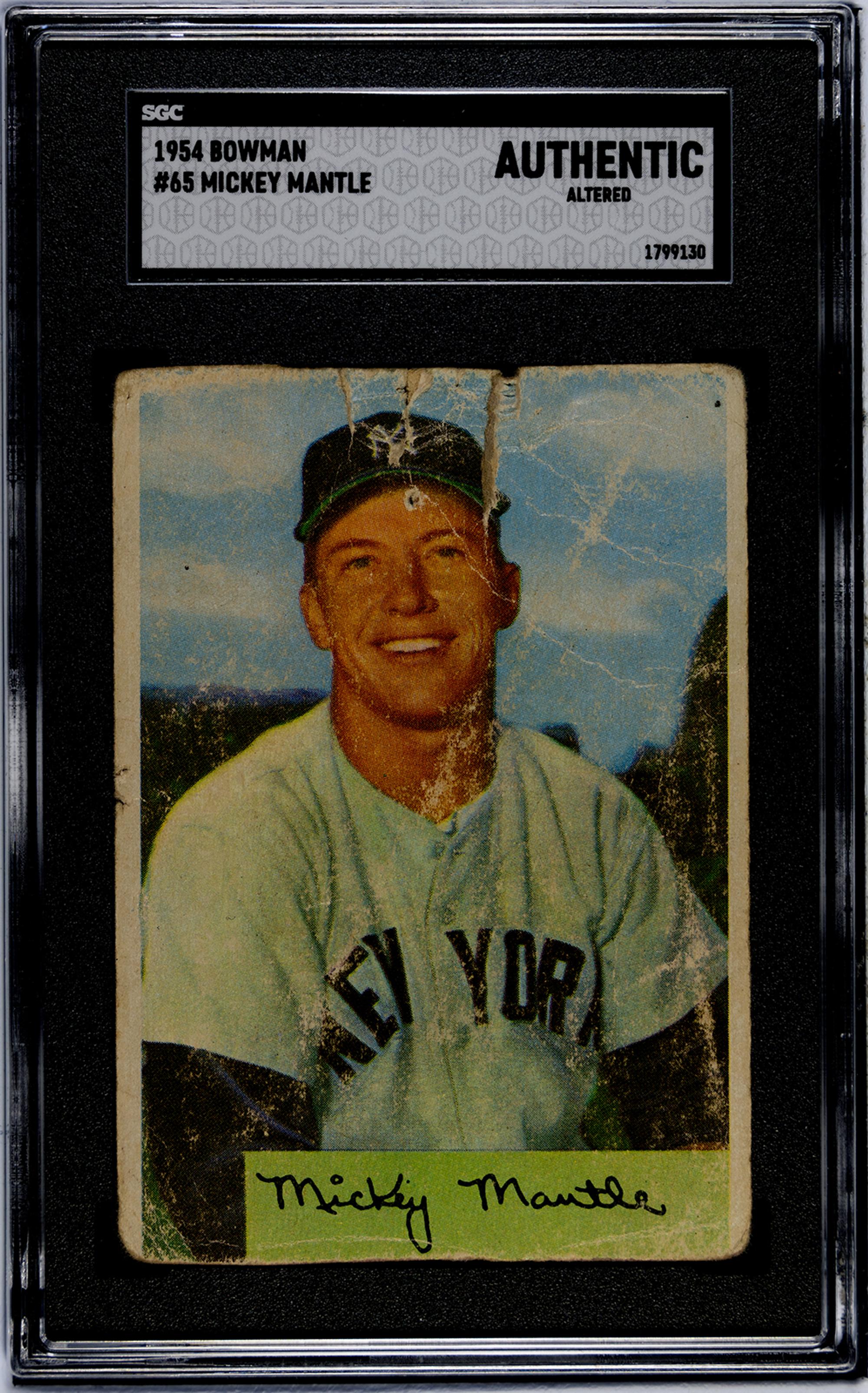 A 1954 Bowman Mickey Mantle Baseball Card (SGC Authentic - Altered)