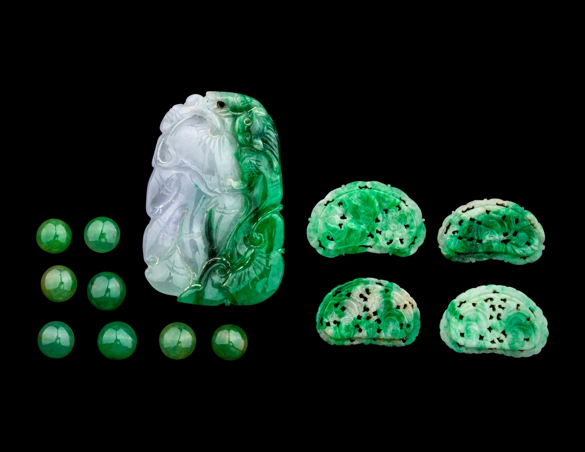 A Group of Chinese Jade and Jadeite Pendants