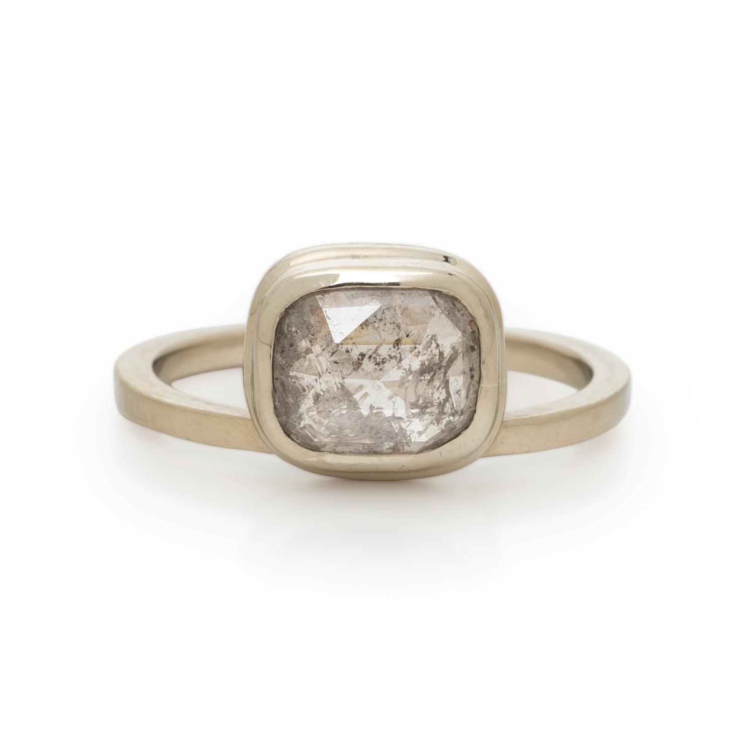 ROSE CUT DIAMOND AND WHITE GOLD RING