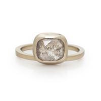 ROSE CUT DIAMOND AND WHITE GOLD RING