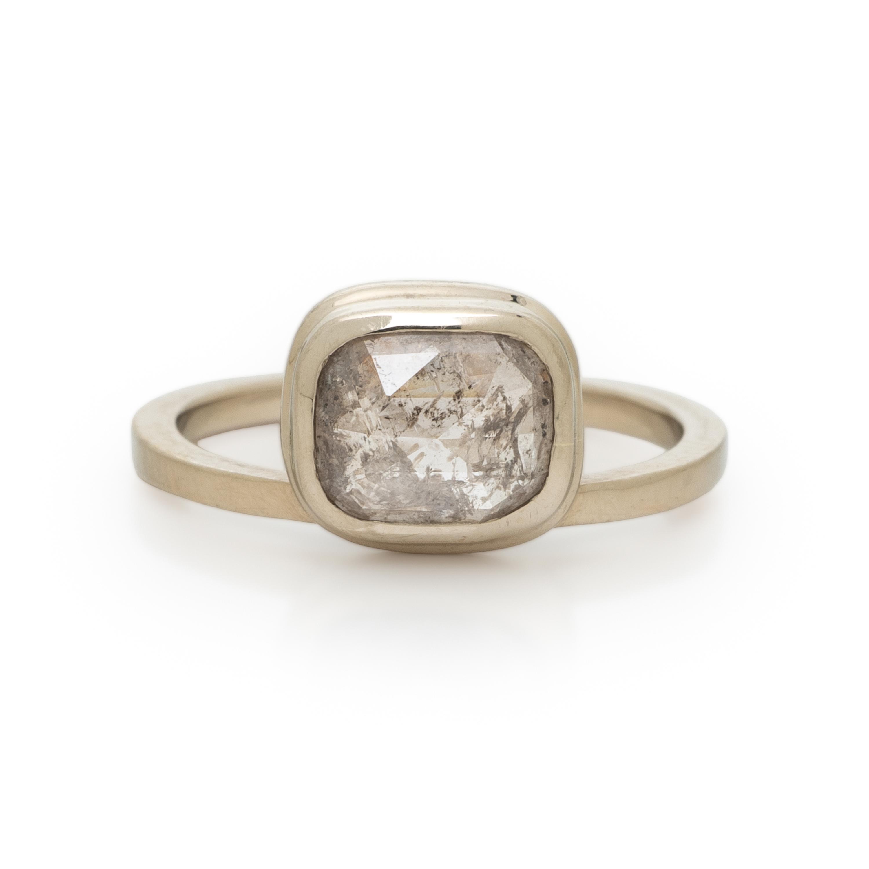 ROSE CUT DIAMOND AND WHITE GOLD RING