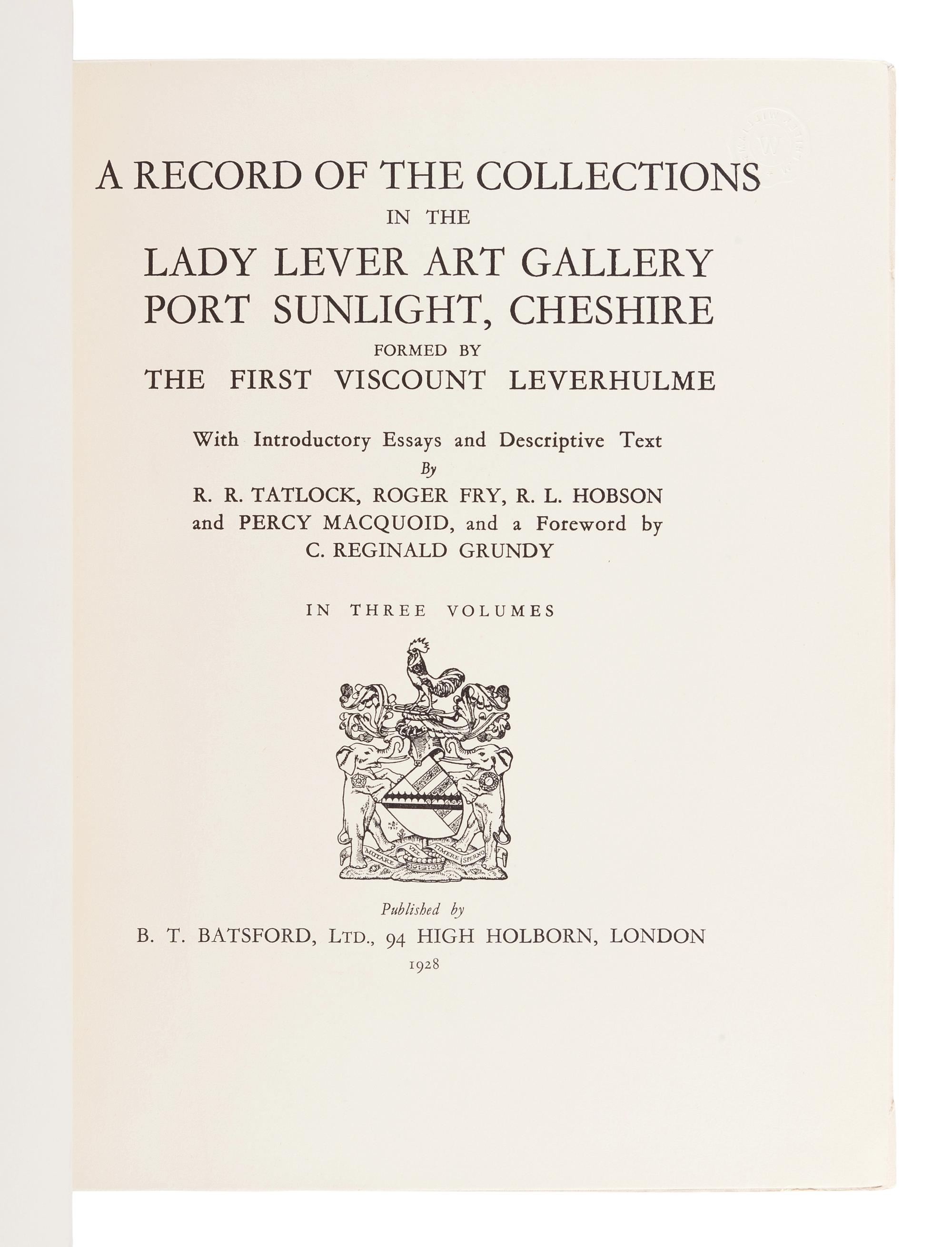 [FURNITURE & DECORATIVE ARTS]. TATLOCK, R. R. and Roger FRY, R. L. HOBSON, and Percy MACQUOID.