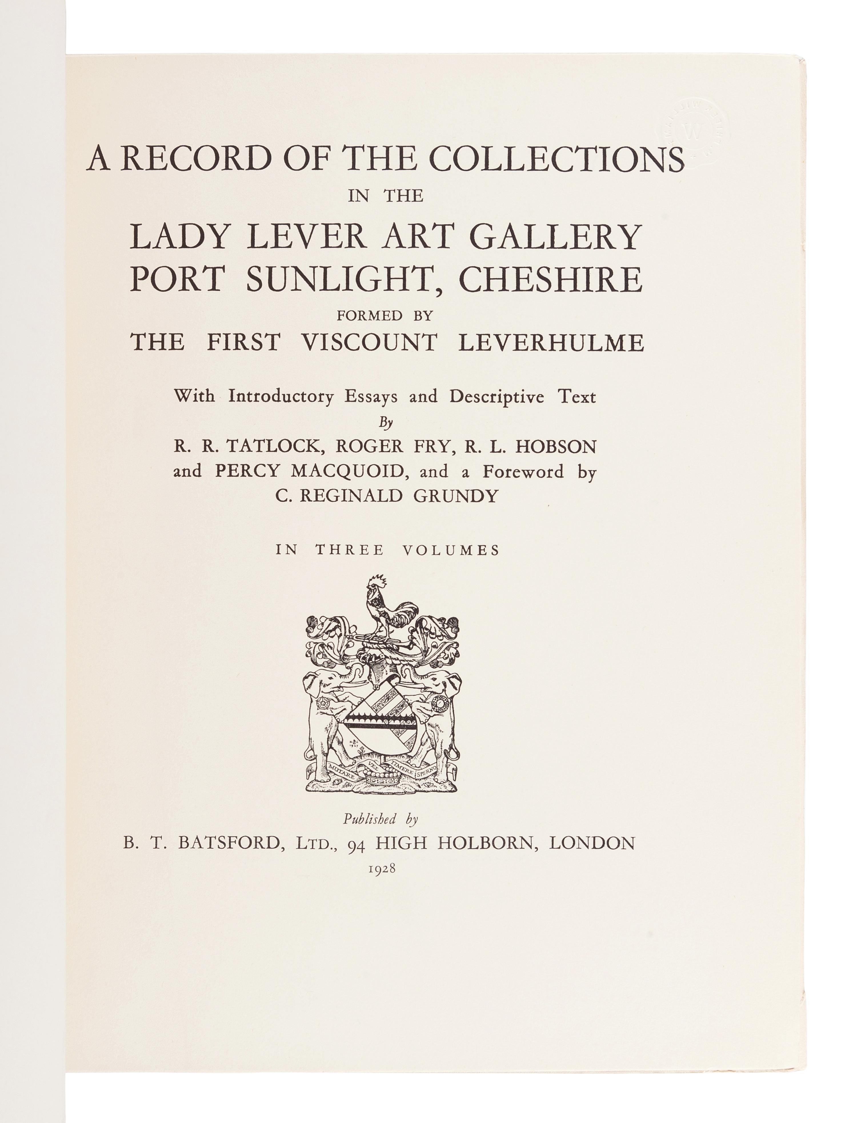 [FURNITURE & DECORATIVE ARTS]. TATLOCK, R. R. and Roger FRY, R. L. HOBSON, and Percy MACQUOID.