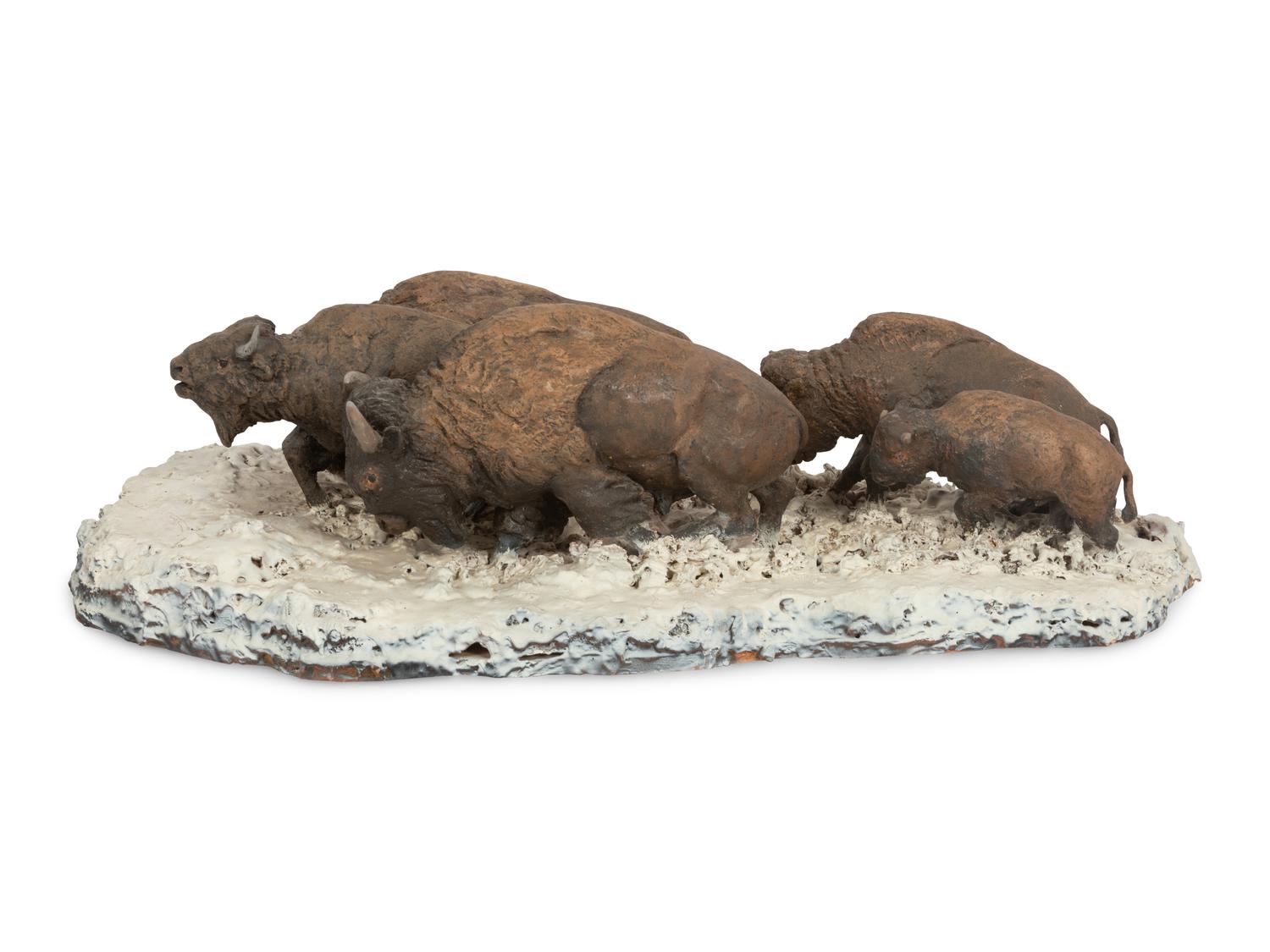 5 Buffalo In Snow