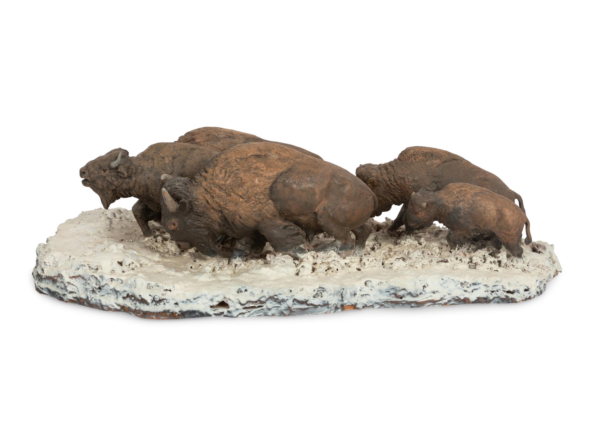 5 Buffalo In Snow