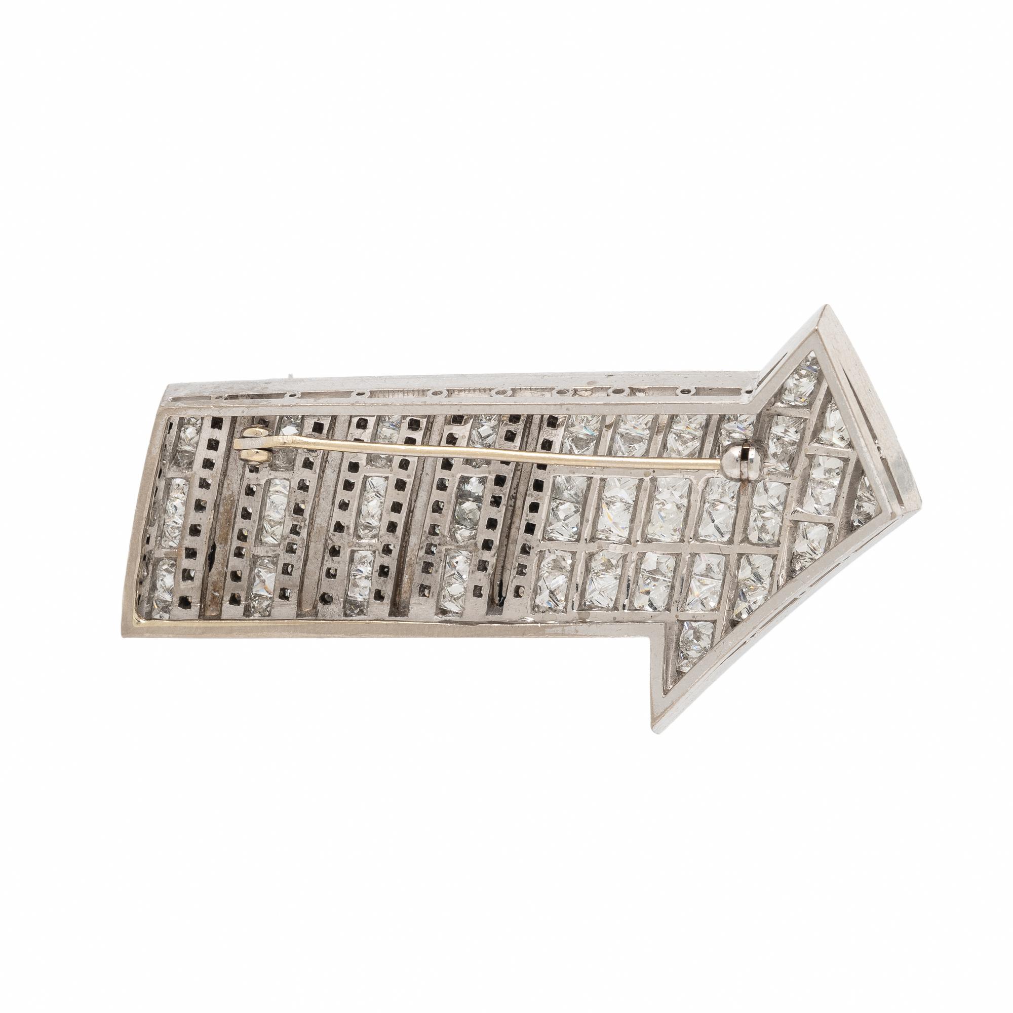 Diamond, Enamel, and Platinum Arrow Brooch