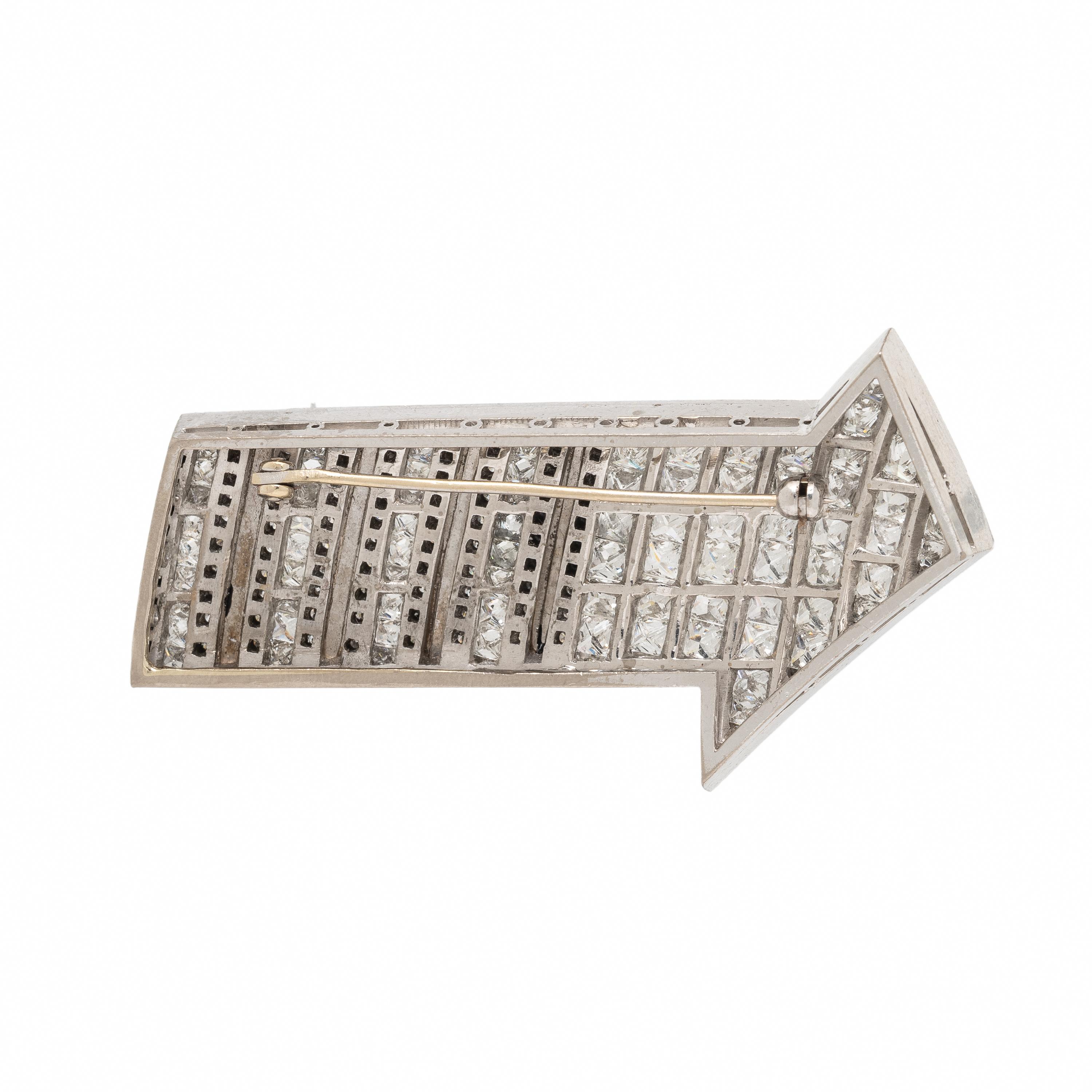 Diamond, Enamel, and Platinum Arrow Brooch