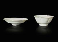 Two Chinese qingbai hexafoil small dishes, Song/Yuan dynasty 六瓣湖田窯小碟兩件 宋或元