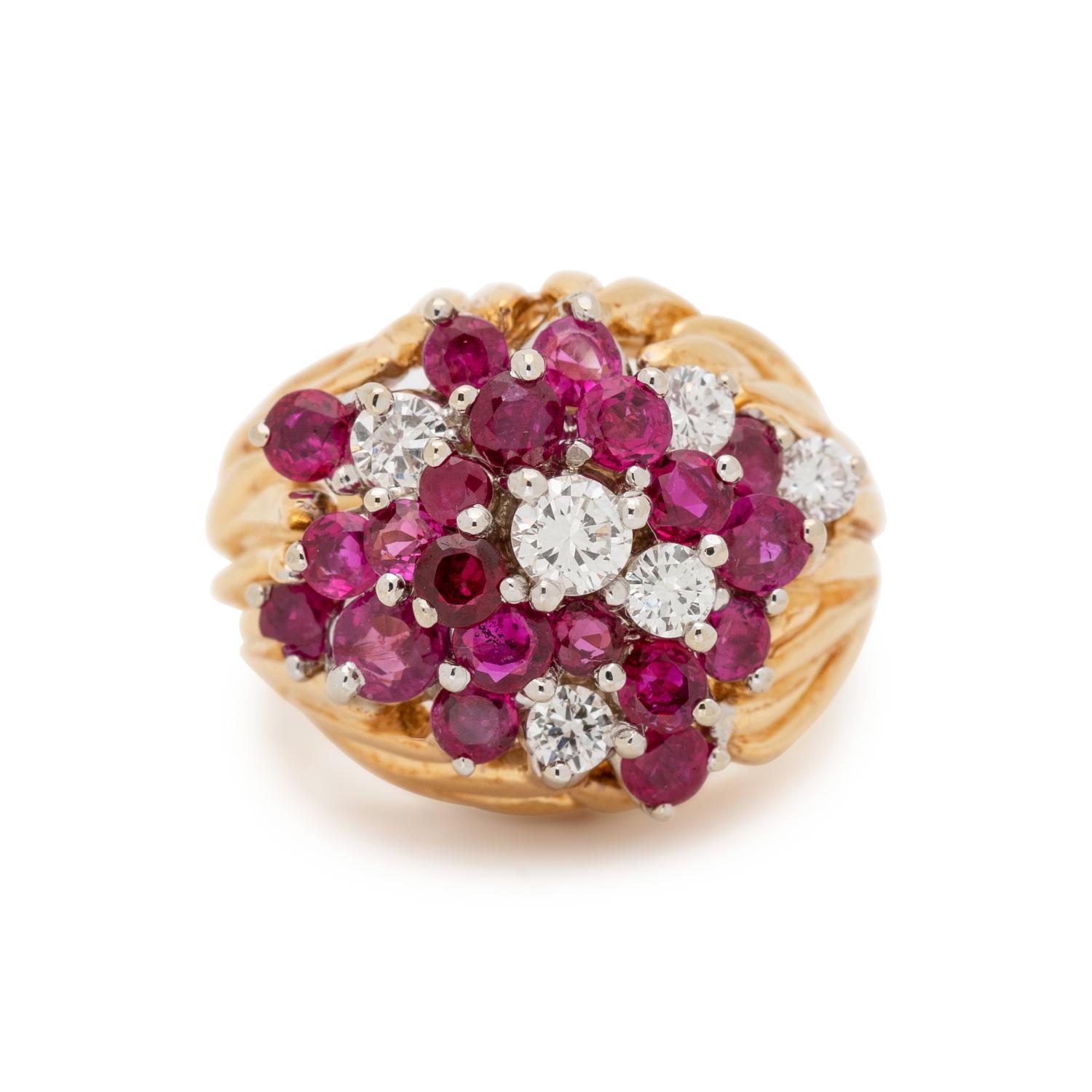 YELLOW GOLD, RUBY AND DIAMOND RING