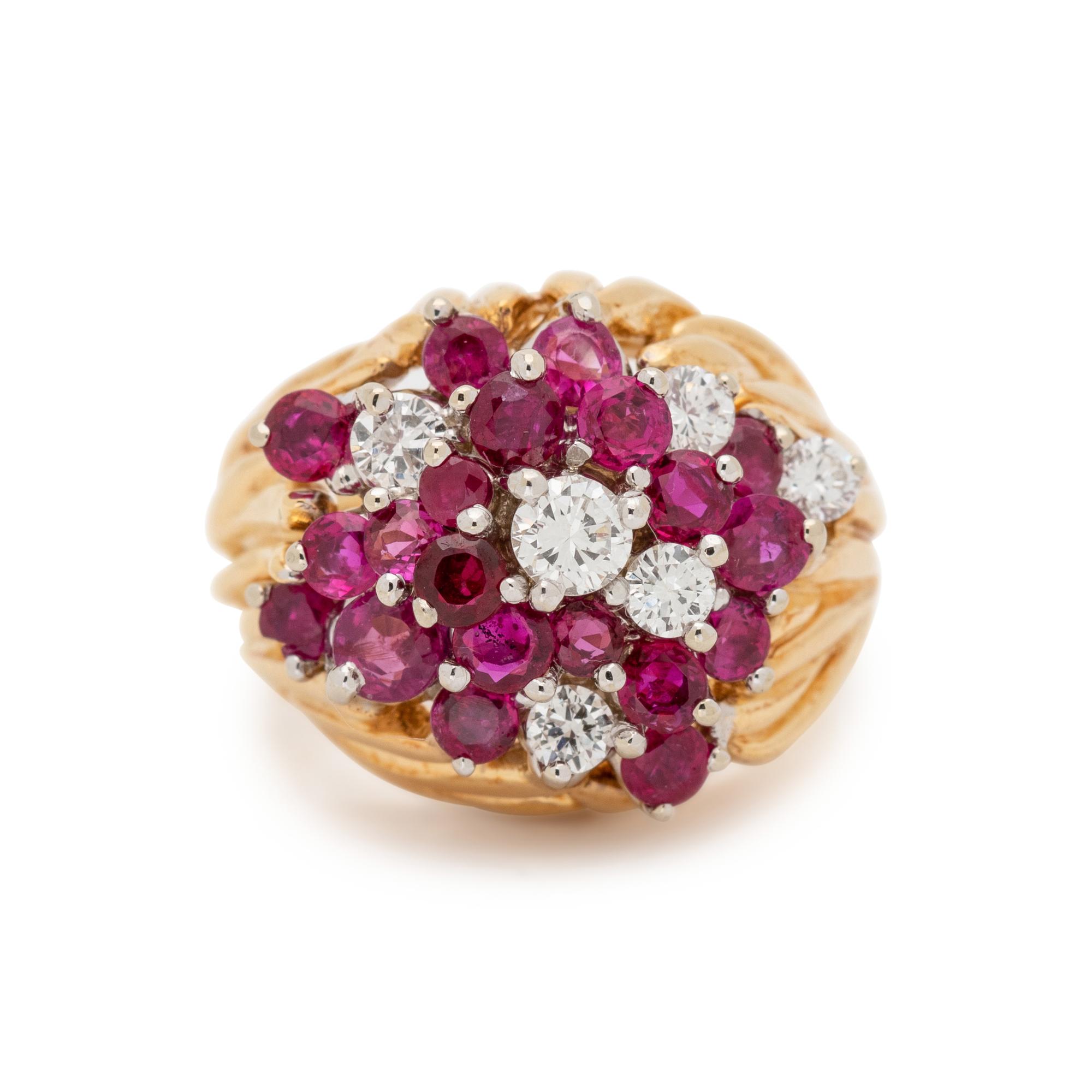 YELLOW GOLD, RUBY AND DIAMOND RING
