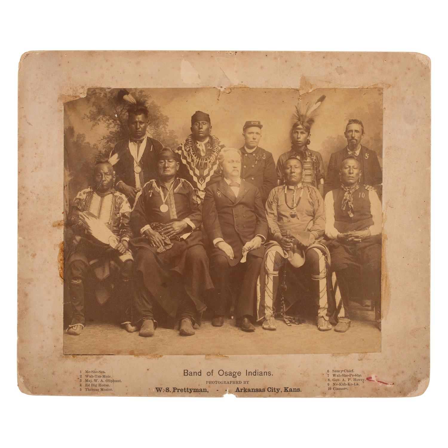 Osage Leaders with Governor A.P. Hovey. Arkansas City, Kansas, ca 1890