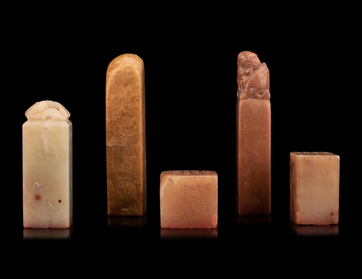 Six Chinese Soapstone Stone Seals