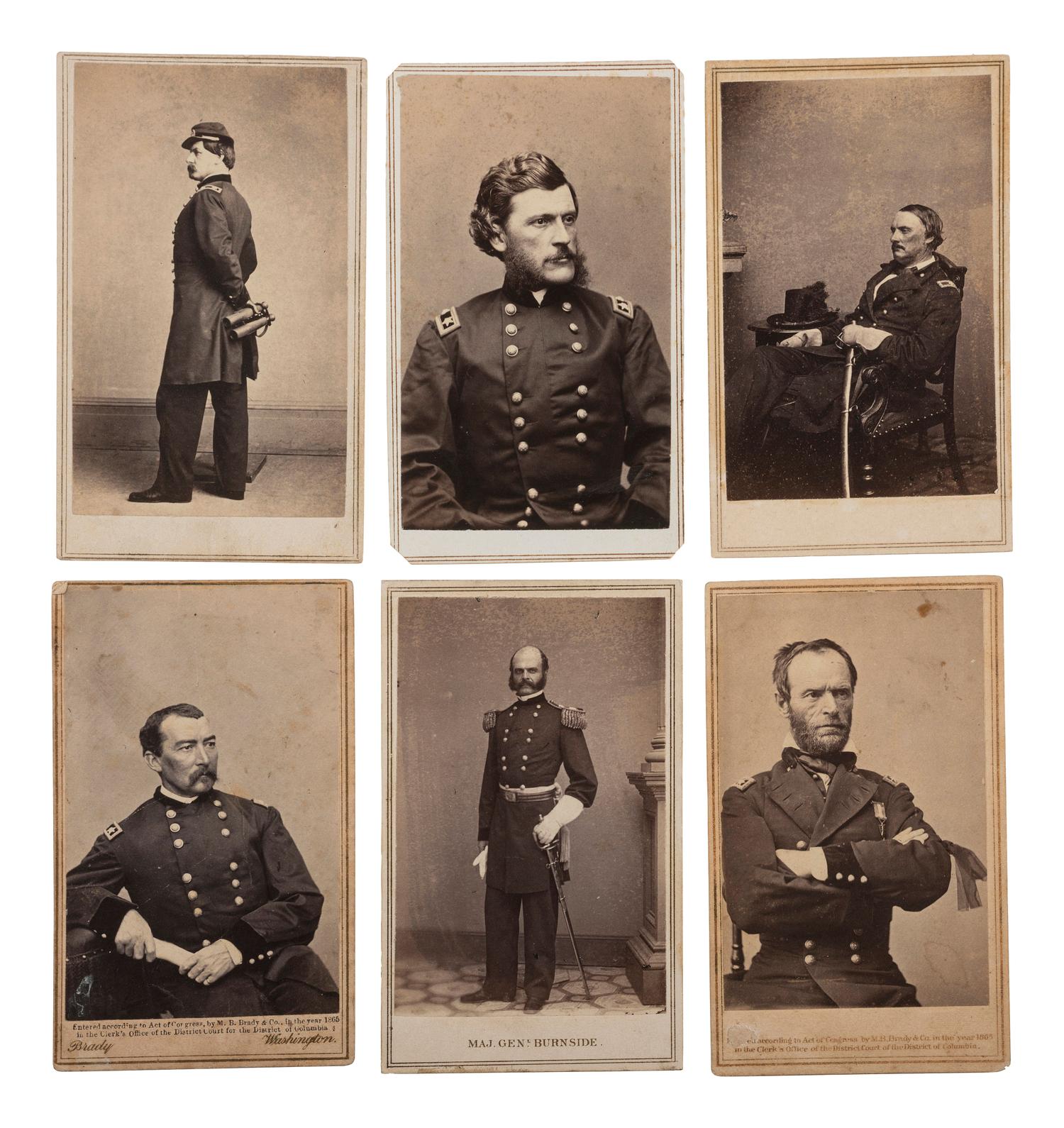[CIVIL WAR - ARMY OF THE POTOMAC]. A group of 14 CDVs of Union generals, incl. Sheridan, McClellan, Sherman, Burnside, and Stoneman.