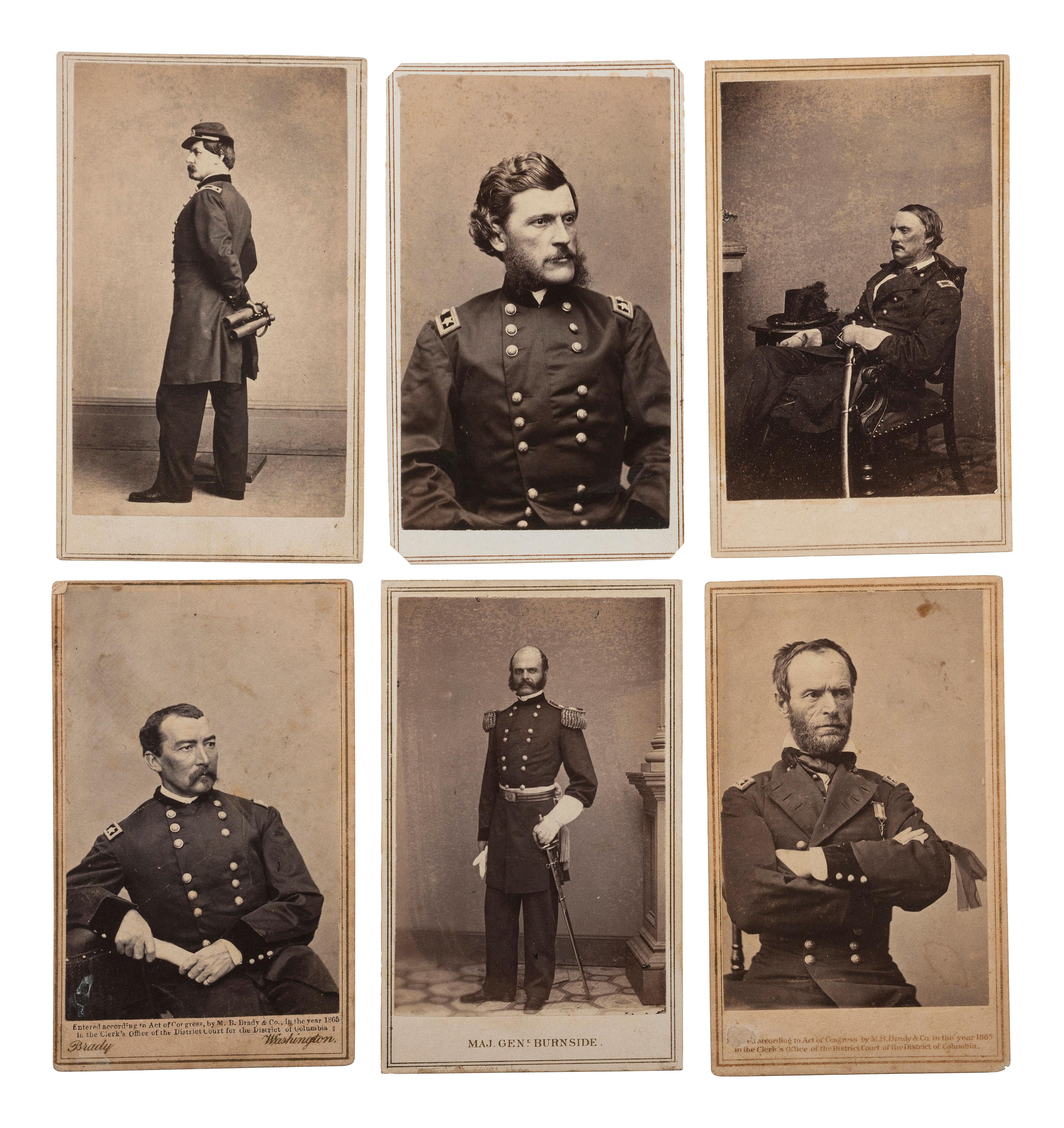 [CIVIL WAR - ARMY OF THE POTOMAC]. A group of 14 CDVs of Union generals, incl. Sheridan, McClellan, Sherman, Burnside, and Stoneman.