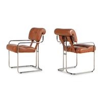 Guido Faleschini (Italian-Swiss, 1924-1971) — Two Tucroma Leather Dining Chairs for i4 Mariani