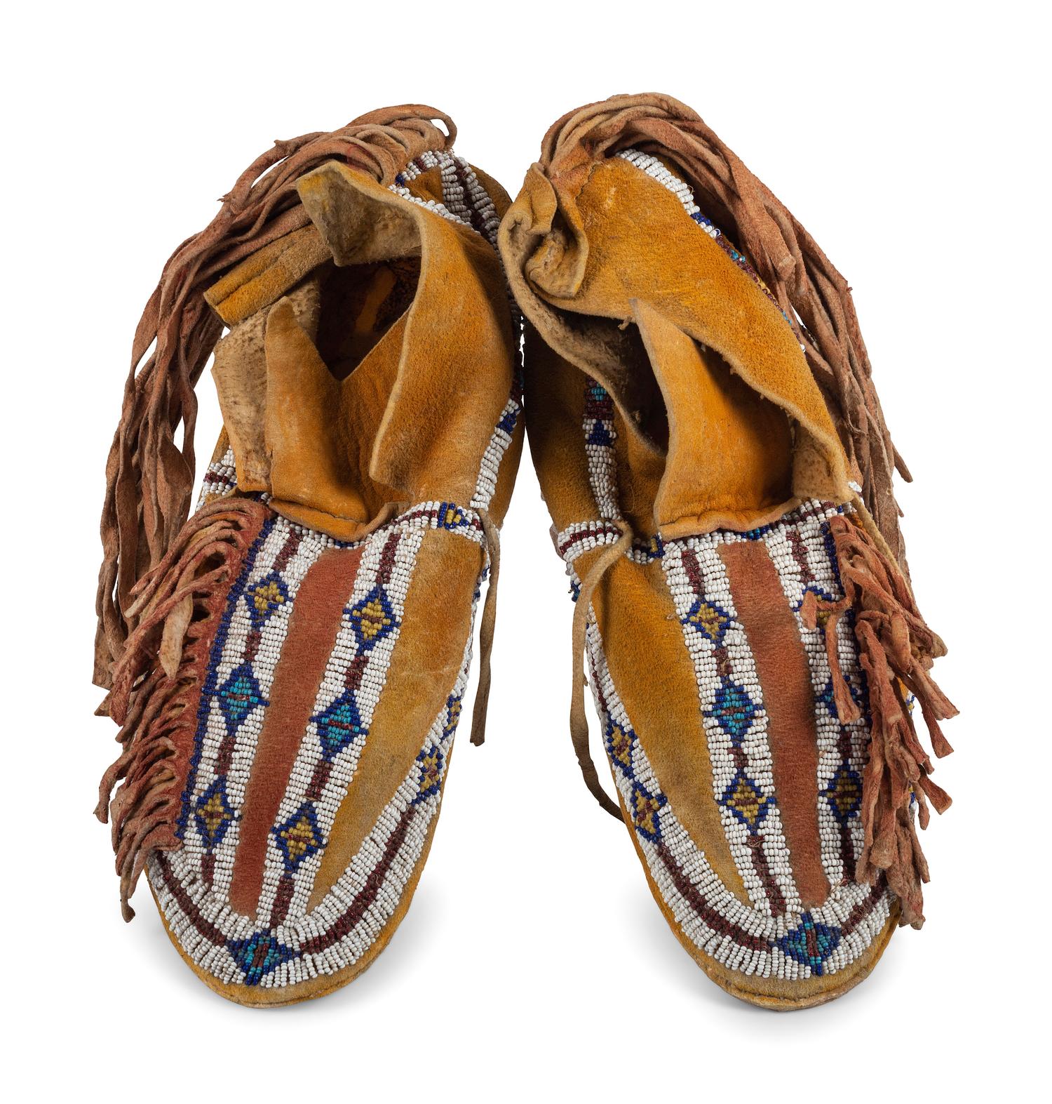 Southern Plains Beaded Hide Moccasins