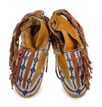 Southern Plains Beaded Hide Moccasins