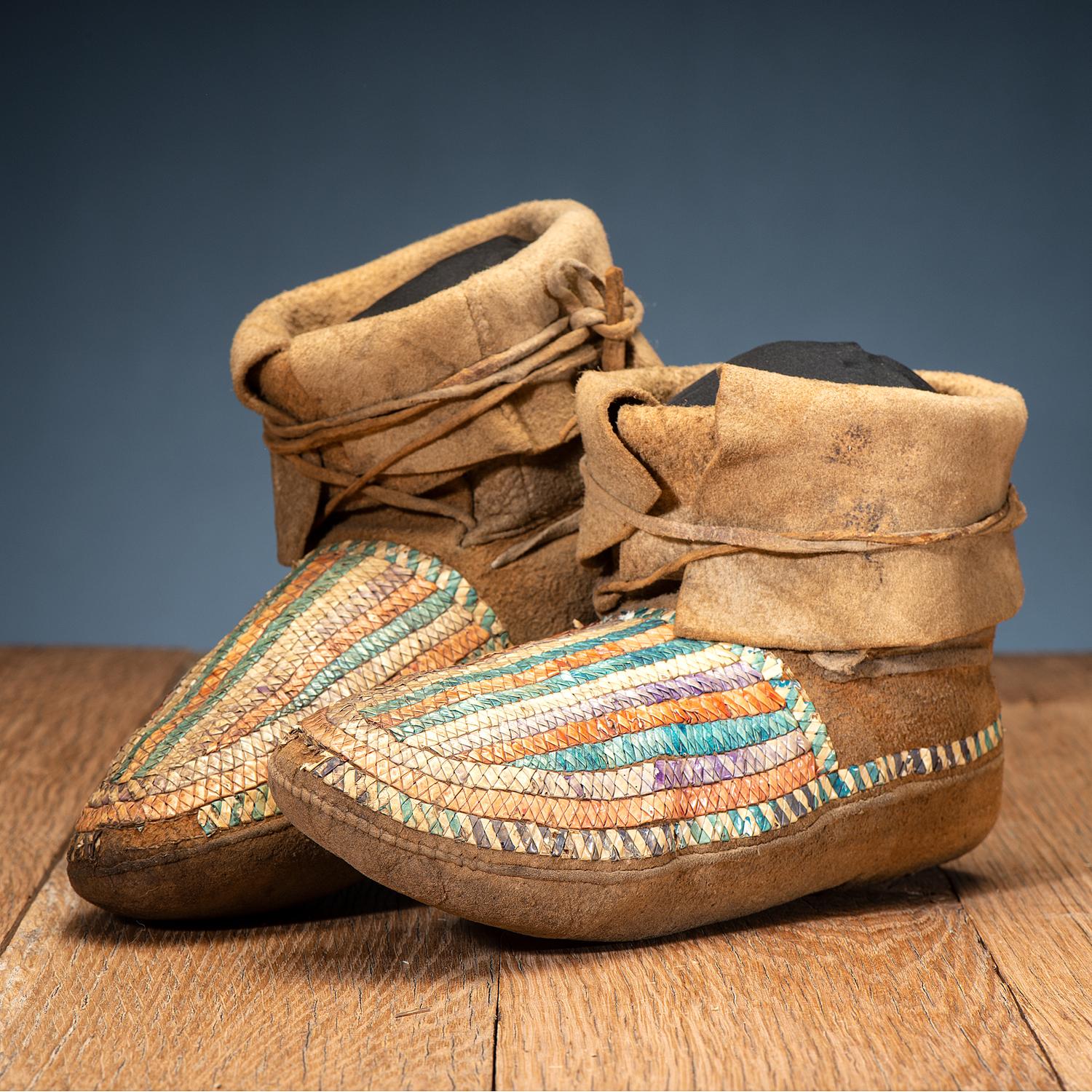Antique Northern Plains Quilled Moccasins - Antique, greater then 100 years old.