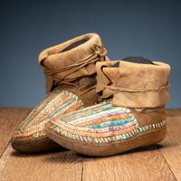 Antique Northern Plains Quilled Moccasins - Antique, greater then 100 years old.