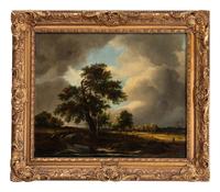 Dutch School, Circle of Meindert Hobbema (1638-1709) Figures in a Landscape