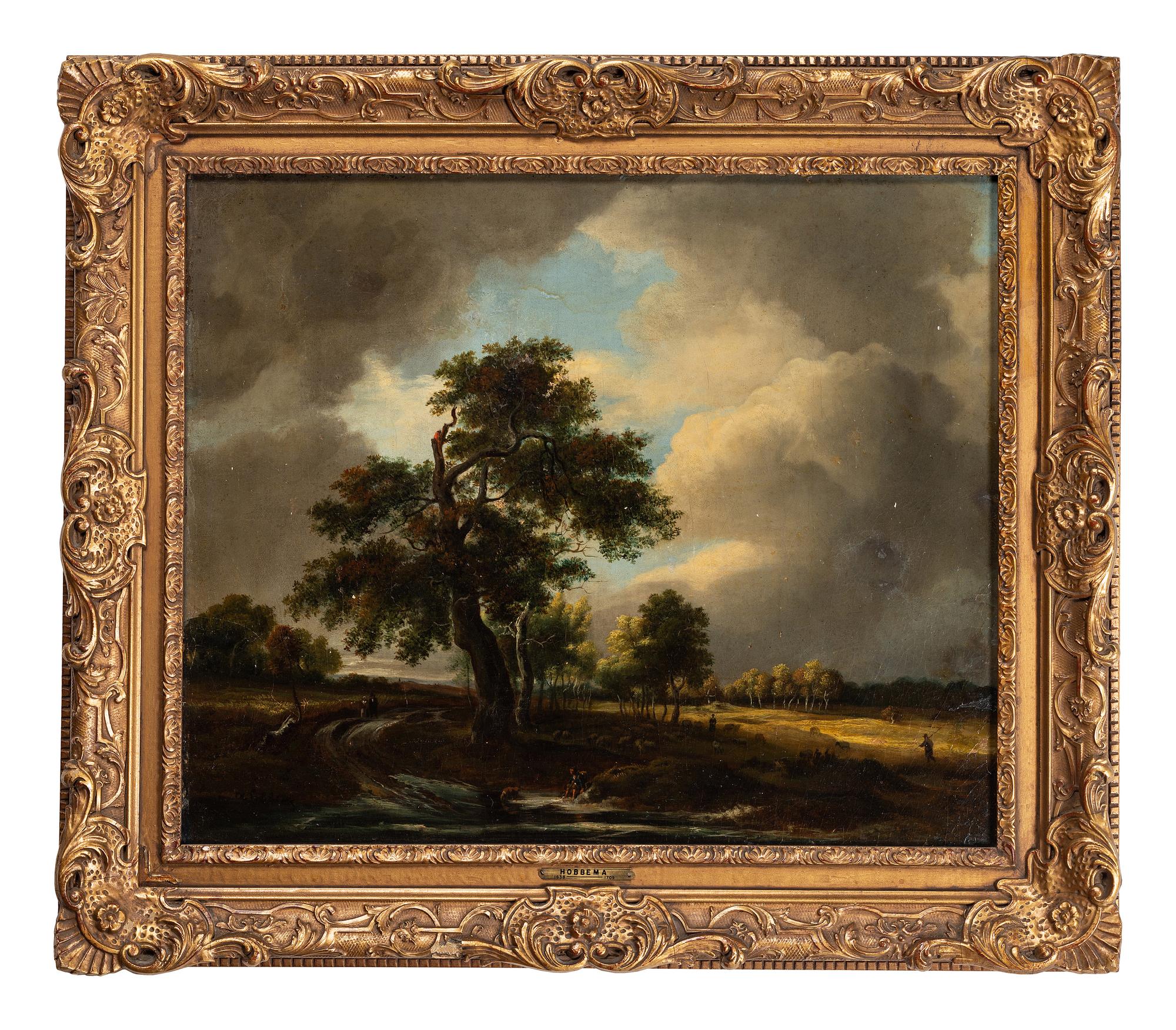 Dutch School, Circle of Meindert Hobbema (1638-1709) Figures in a Landscape
