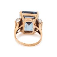 RETRO, SYNTHETIC SPINEL AND DIAMOND RING