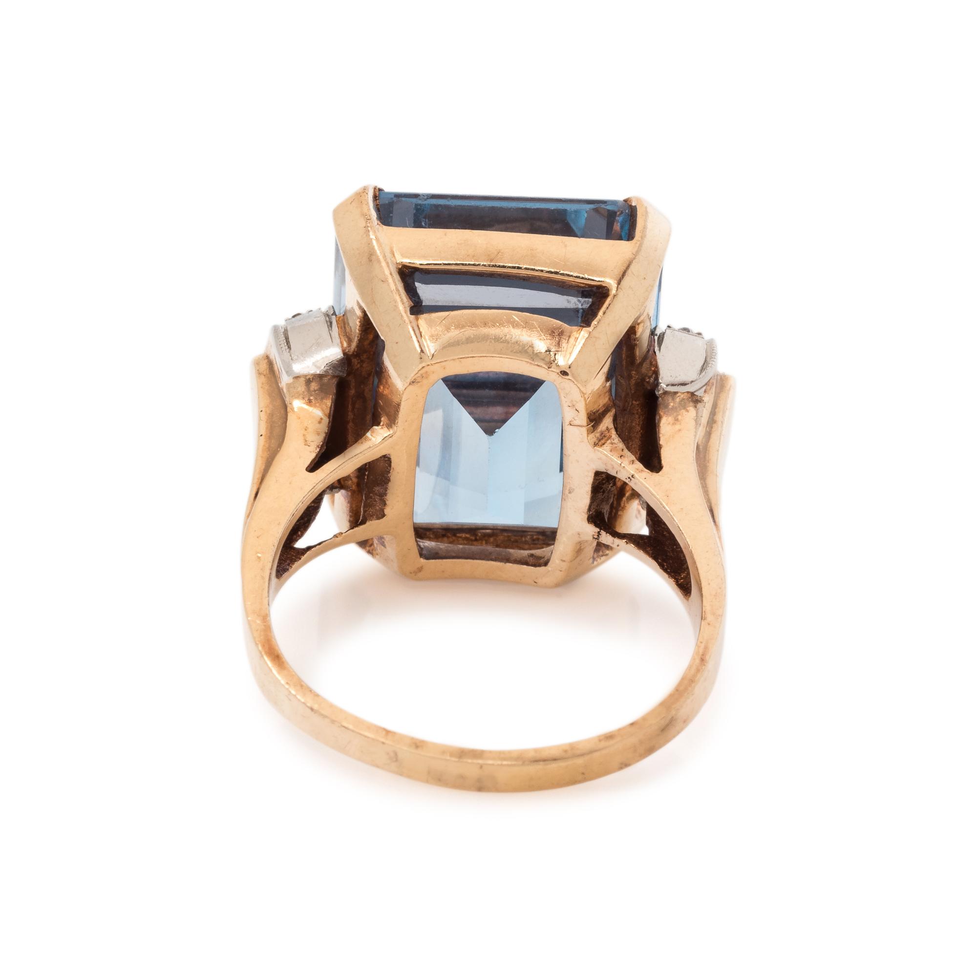 RETRO, SYNTHETIC SPINEL AND DIAMOND RING