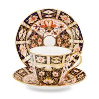 A Group of Royal Crown Derby Porcelain Teacups and Saucers