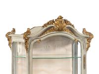 A Louis XV Style Painted and Parcel Gilt Carved Vitrine Cabinet