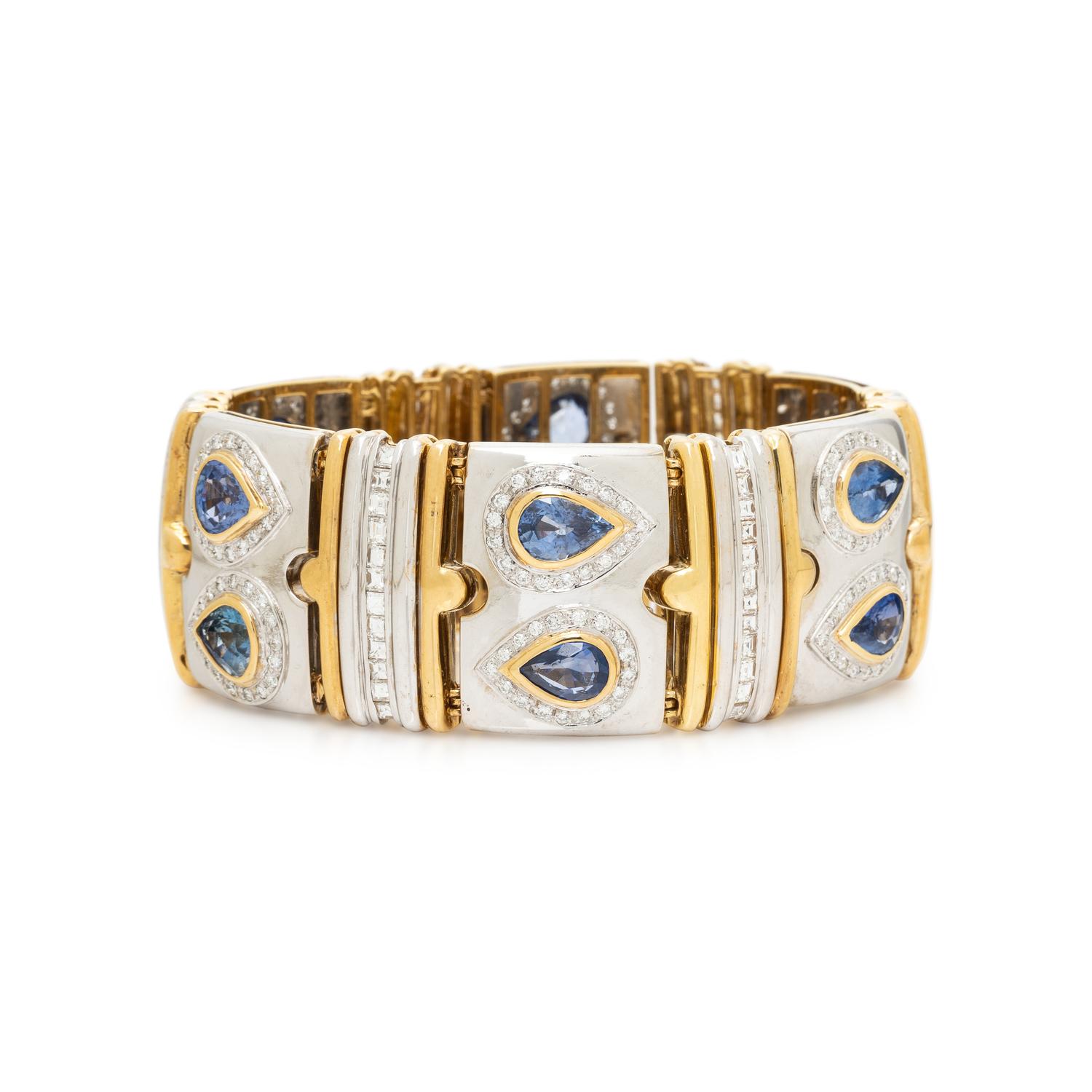 ELLAGEM, BICOLOR GOLD, SAPPHIRE, AND DIAMOND BRACELET