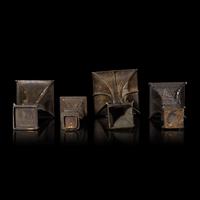Four Chinese Archaistic Patinated Bronze Vases, Gu, Late Ming to Qing Dynasty 晚明-清 仿古銅花觚四件
