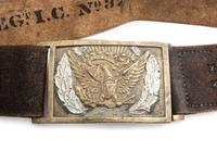 [CIVIL WAR]. Non-commissioned officer's belt equipped with a Model 1851 enlisted sword belt plate and cap pouch, identified to Company G, 17th Regiment, Invalid Corps.
