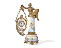 A Viennese miniature gilt bronze and enamel clock pendule, late 19th century