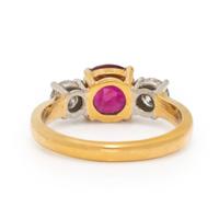 Burmese Ruby, Diamond, and Yellow Gold Ring