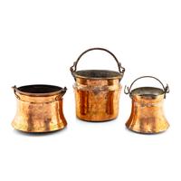 A Set of Three Copper Pails