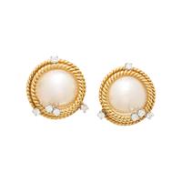 TIFFANY & CO., JEAN SCHLUMBERGER, MABÉ PEARL AND DIAMOND 'ROPE' CLIP EARRINGS