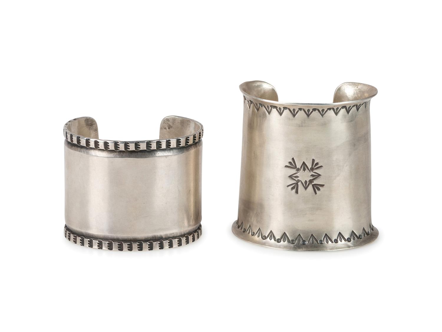 Heavy Stamped Silver Cuff Bracelets
