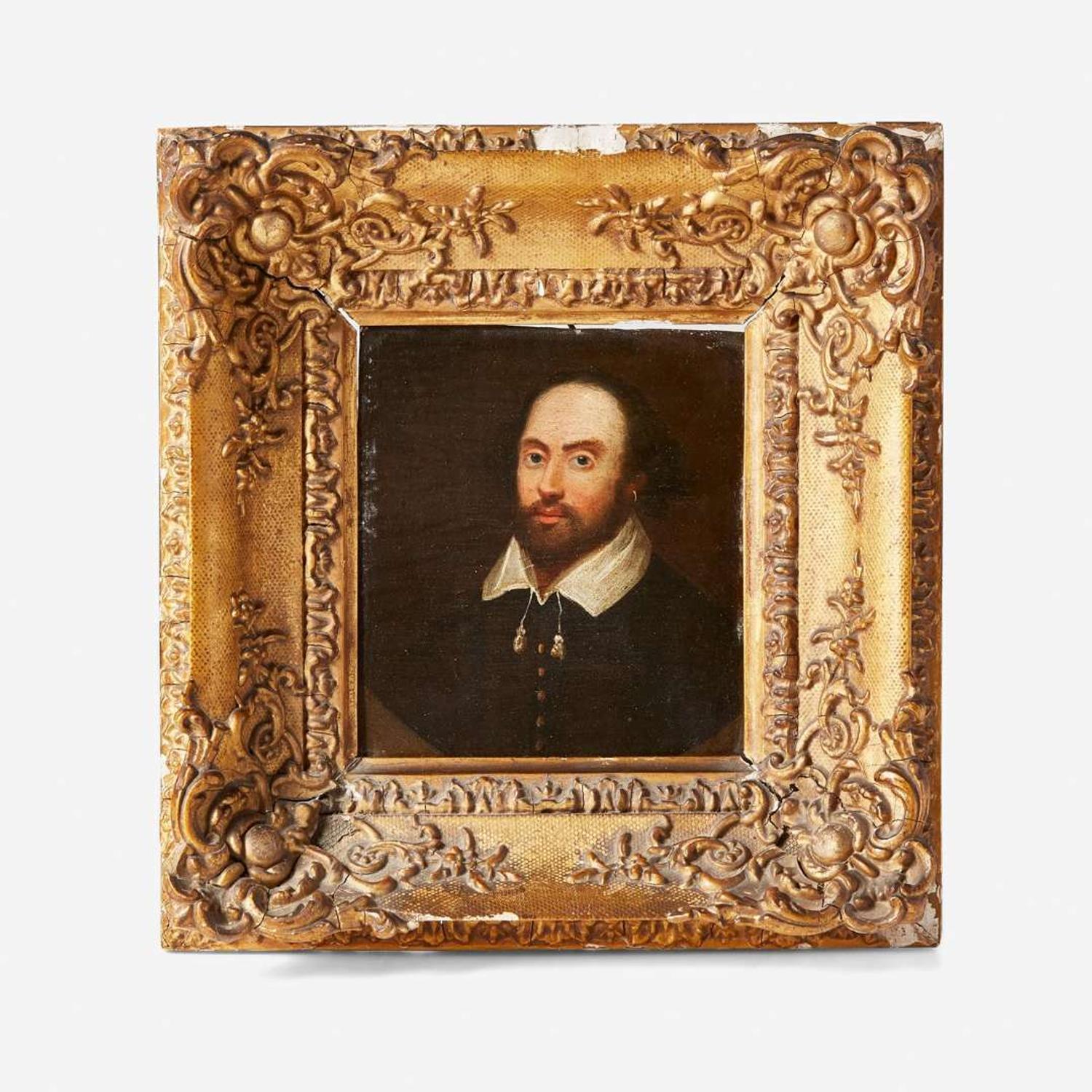 English School 18th / 19th century, After John Taylor (English, 1580-1653) Small Portrait of William Shakespeare (1564-1616) after the Chandos Portrait