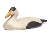 An Oversized Carved and Painted Wood Common Eider Male Decoy